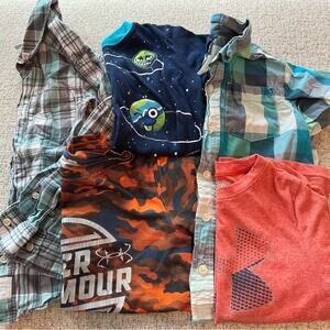 5 Piece LOT of Boys Size 6 Tops Spring & Summer Under Armour Space Plaid